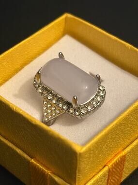 Vintage Faux Quartz Rhinestone Ring Size 7.75”